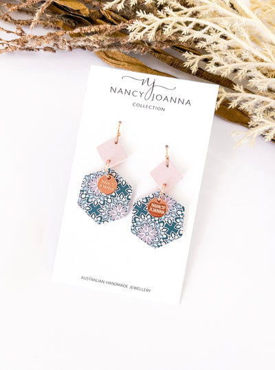 Pinkyteal Hexagon Double Drop Nancy Joanna