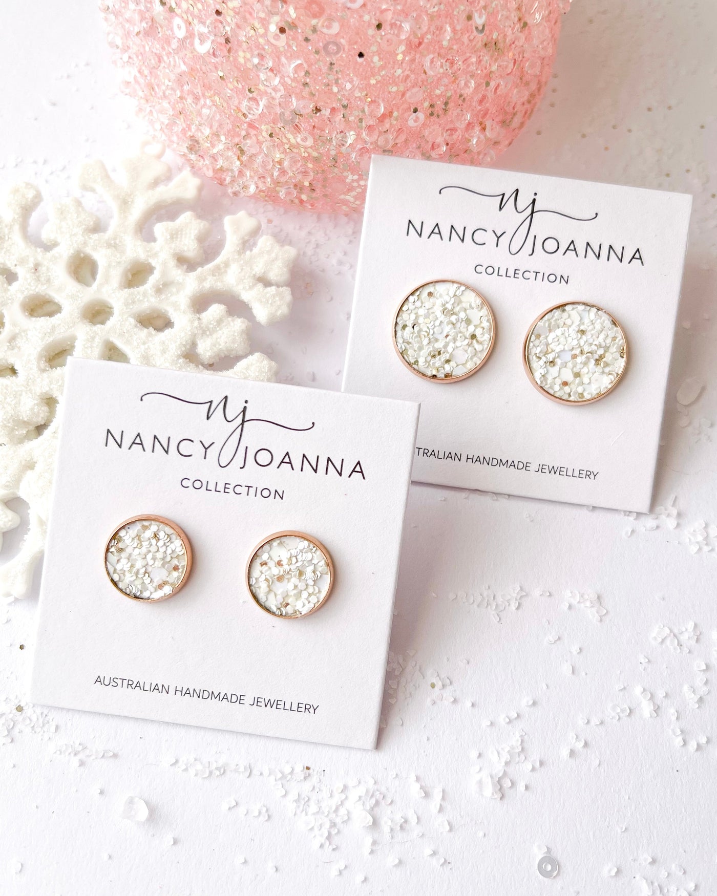 White Wrapped with Love Studs Nancy Joanna