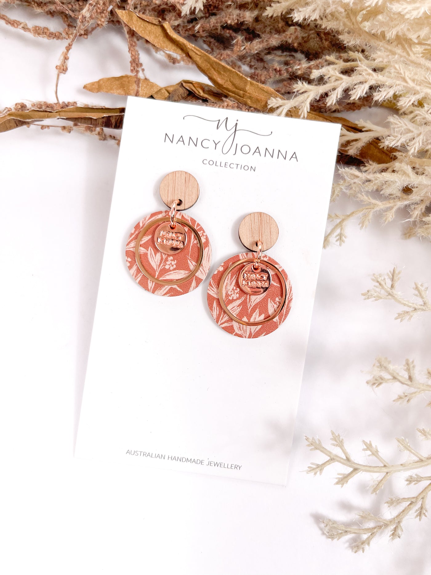 Mini Rust Bamboo Round Drops Nancy Joanna