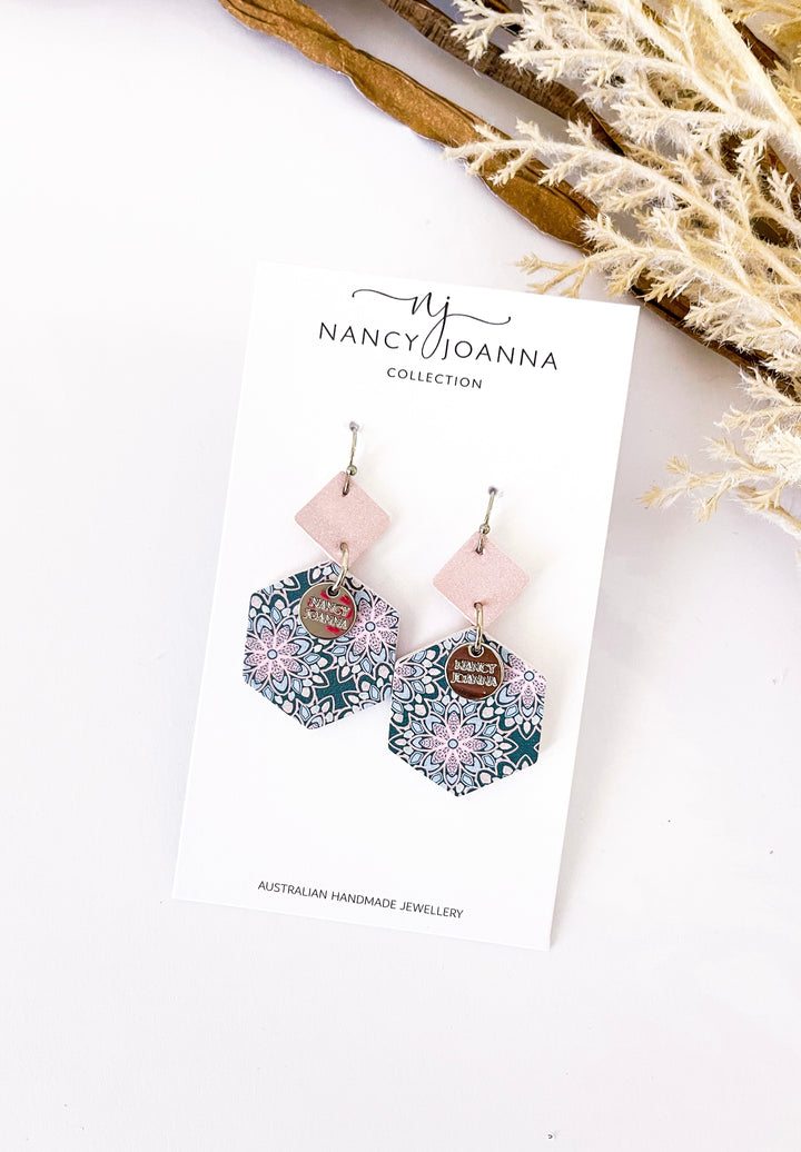 Pinkyteal Hexagon Double Drop Nancy Joanna