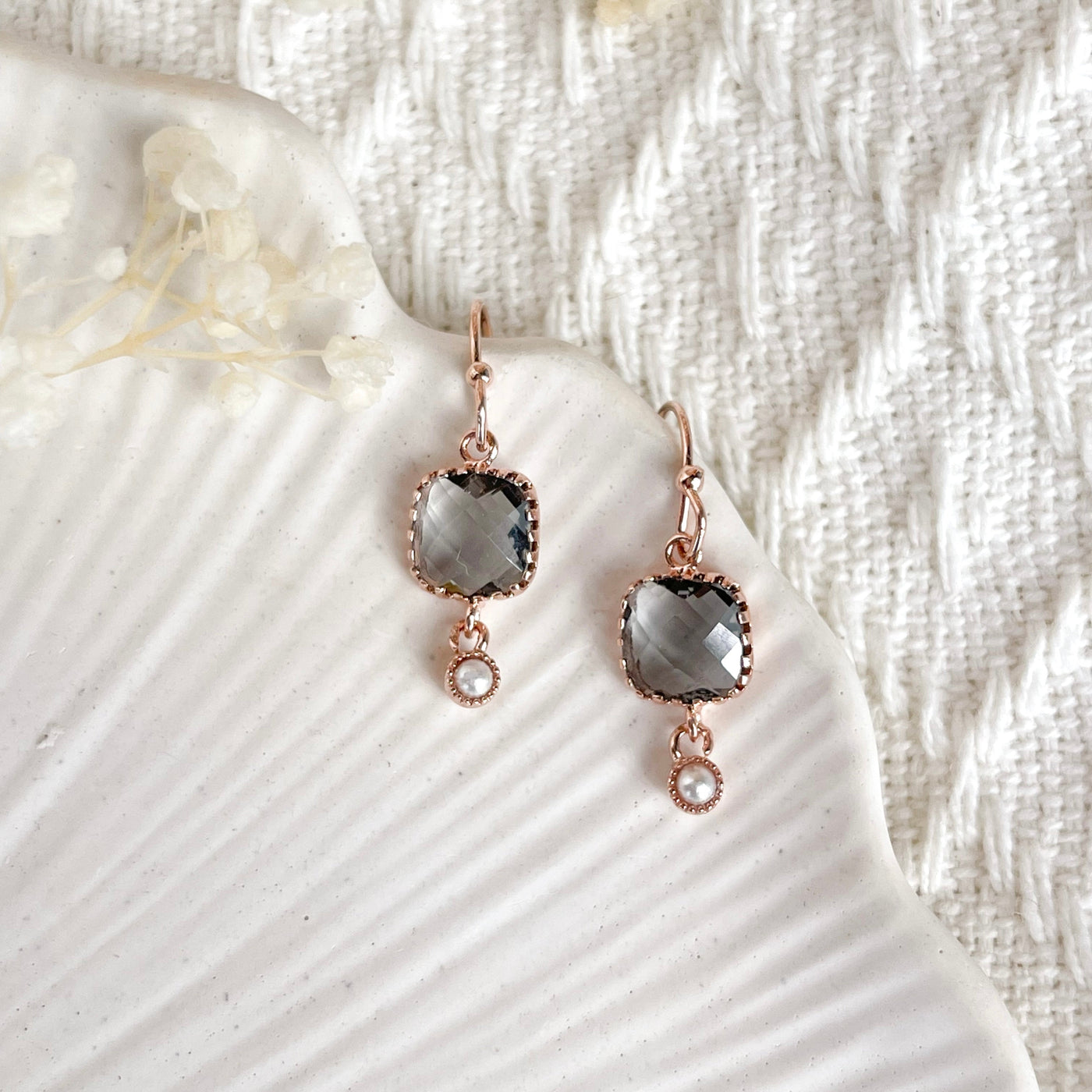 Square Smokey Glass Drop Nancy Joanna