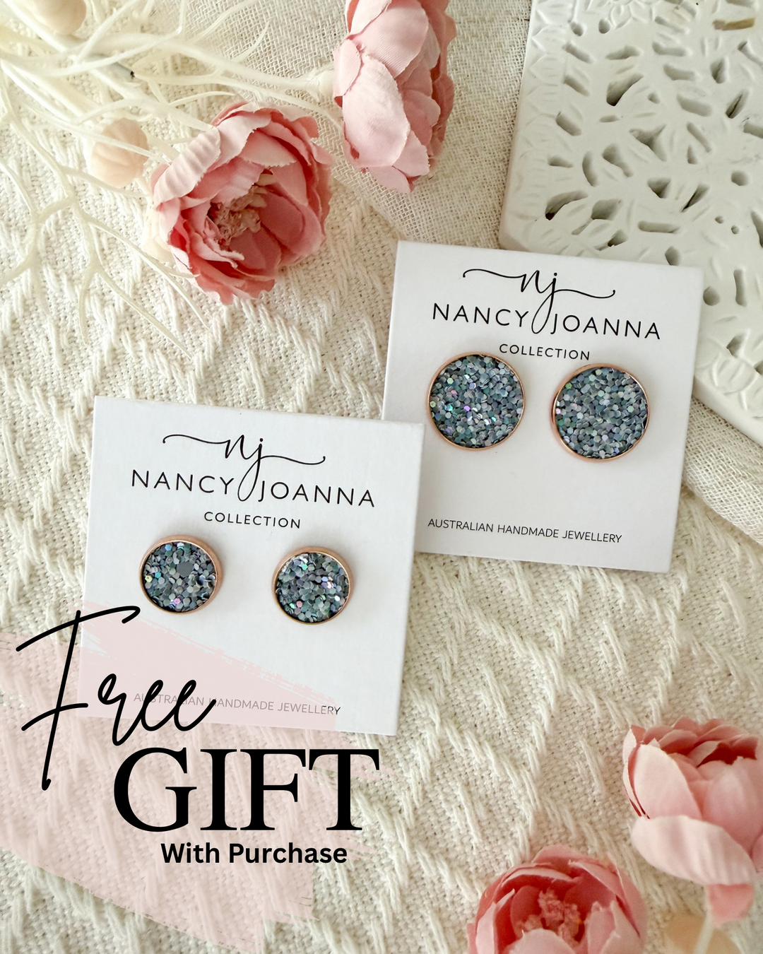 Dusty Sky Glitter Studs Nancy Joanna