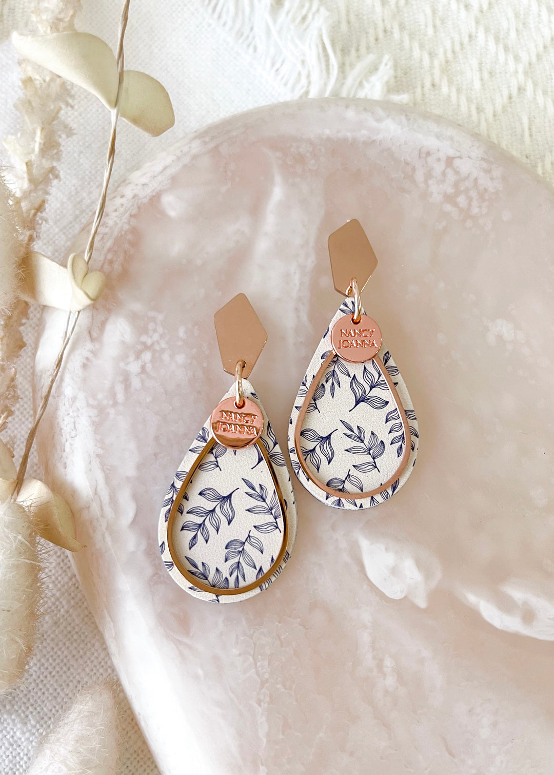 Navy Leat Mini Teardrops Nancy Joanna