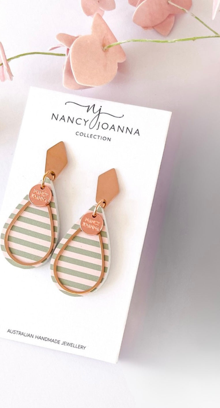 Mini Sage Striped Delight Teardrops Nancy Joanna