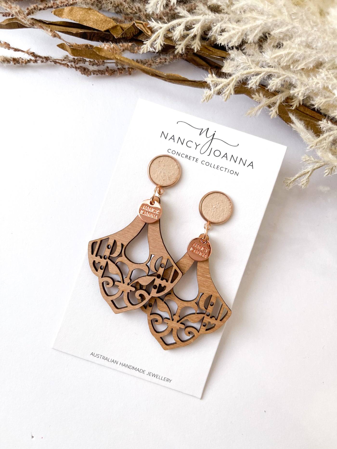 Concrete & Fancy Drop Wooden Earrings (Copy) Nancy Joanna