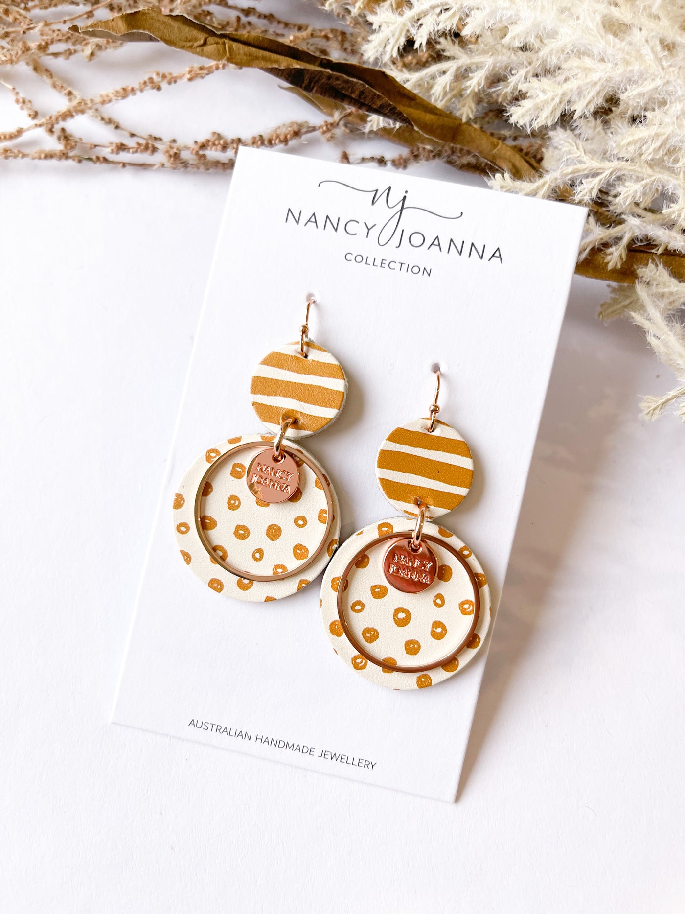 Mustard Double Combo Round Dangles Nancy Joanna