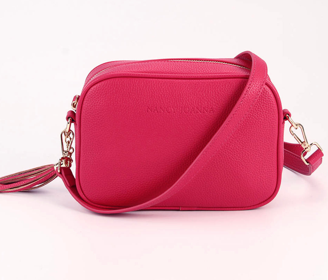HOT PINK CROSSBODY BAG & GUITAR STRAP Nancy Joanna