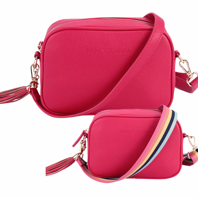 HOT PINK CROSSBODY BAG & GUITAR STRAP Nancy Joanna