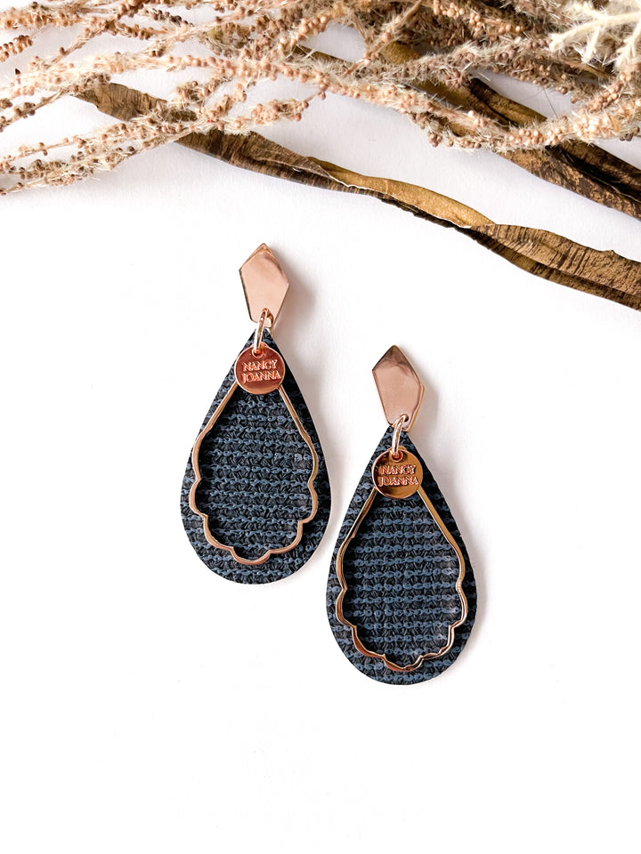 Navy Textured Teardrops Nancy Joanna
