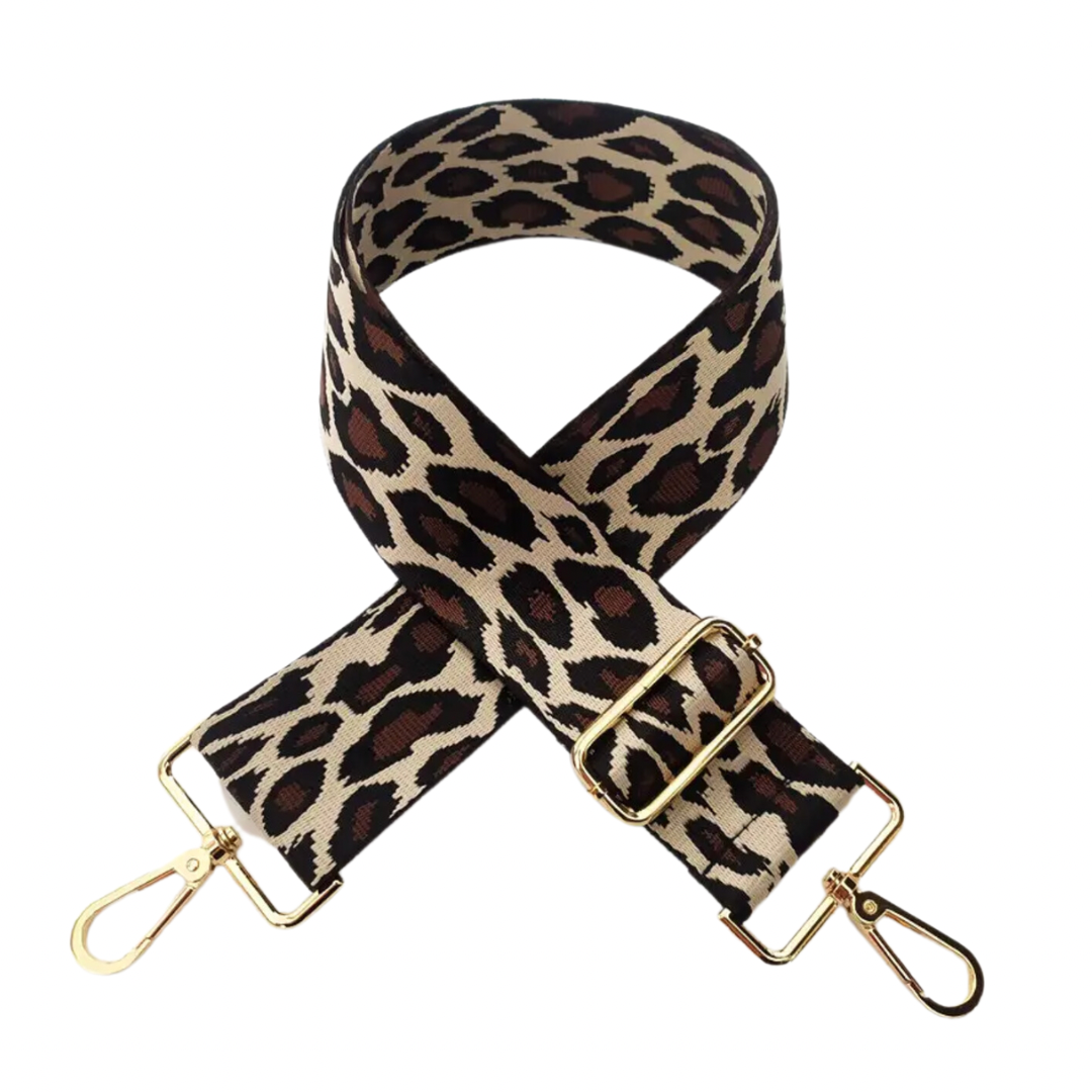 BLACK & CREAM LEOPARD PRINT CROSSBODY STRAP Nancy Joanna