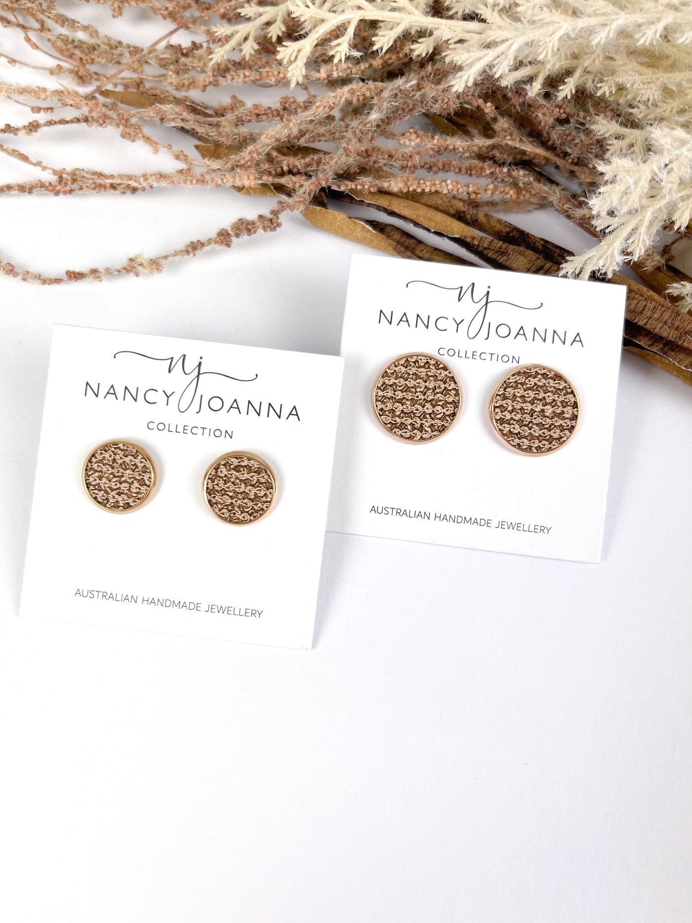 Natural Tone Textured Stripe Studs Nancy Joanna