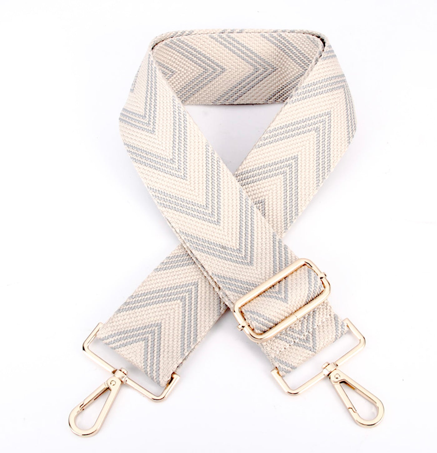 LIGHT BLUE & CREAM CHEVRON CROSSBODY STRAP Nancy Joanna