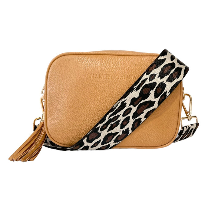 BLACK & CREAM LEOPARD PRINT CROSSBODY STRAP Nancy Joanna