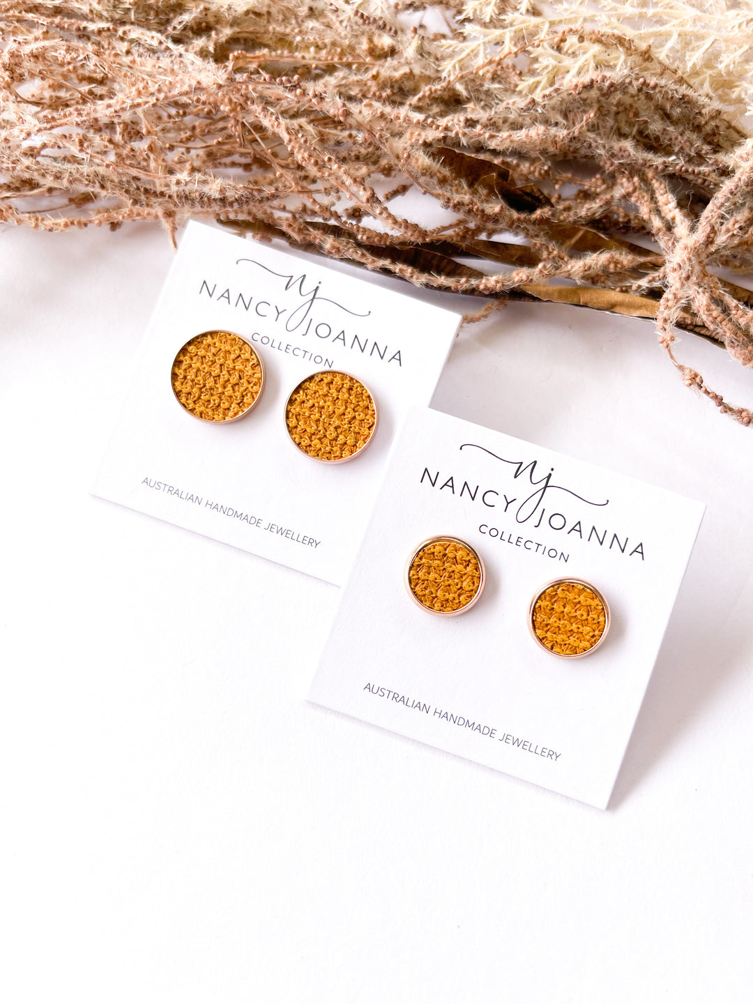 Mustard Textured Studs Nancy Joanna