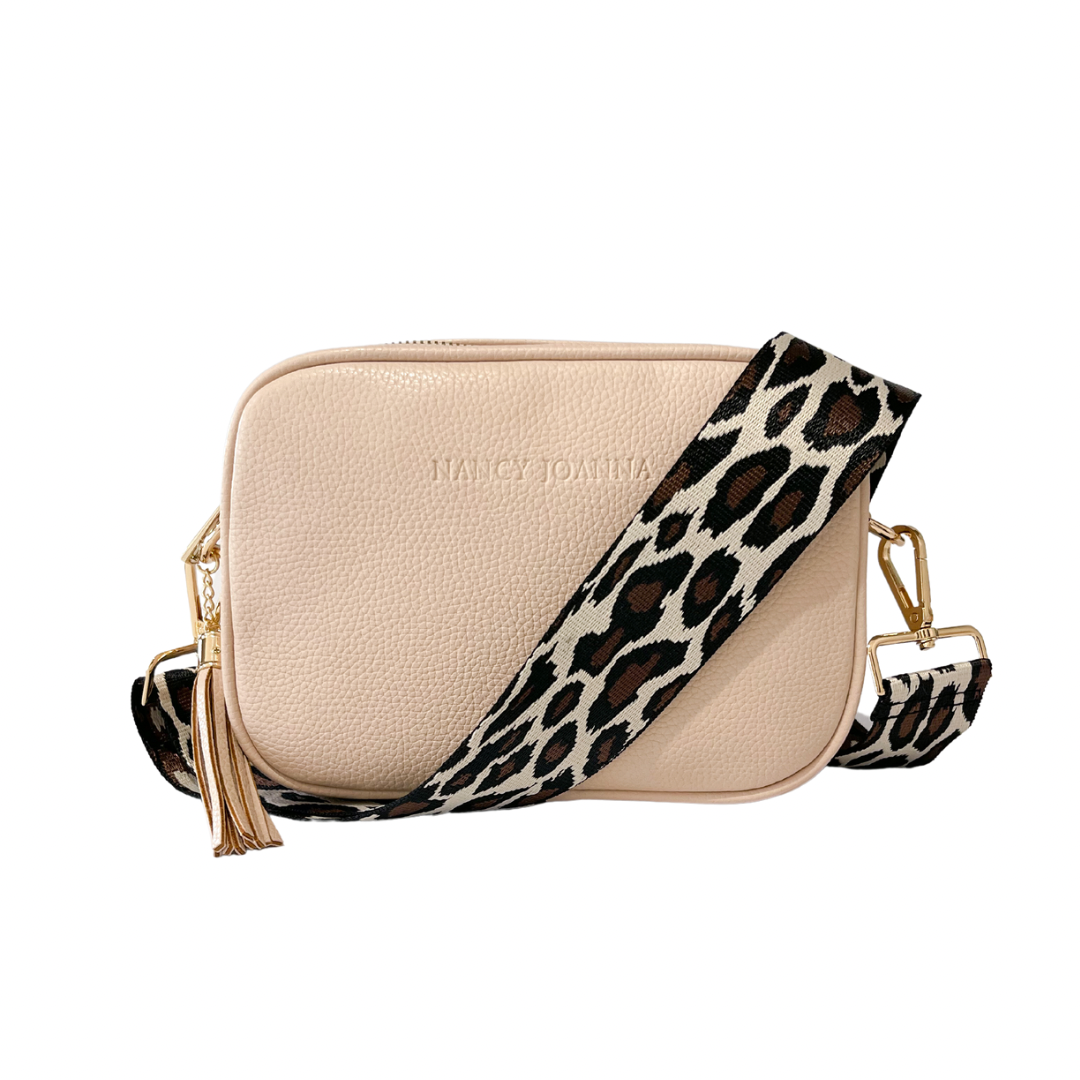 BLACK & CREAM LEOPARD PRINT CROSSBODY STRAP Nancy Joanna