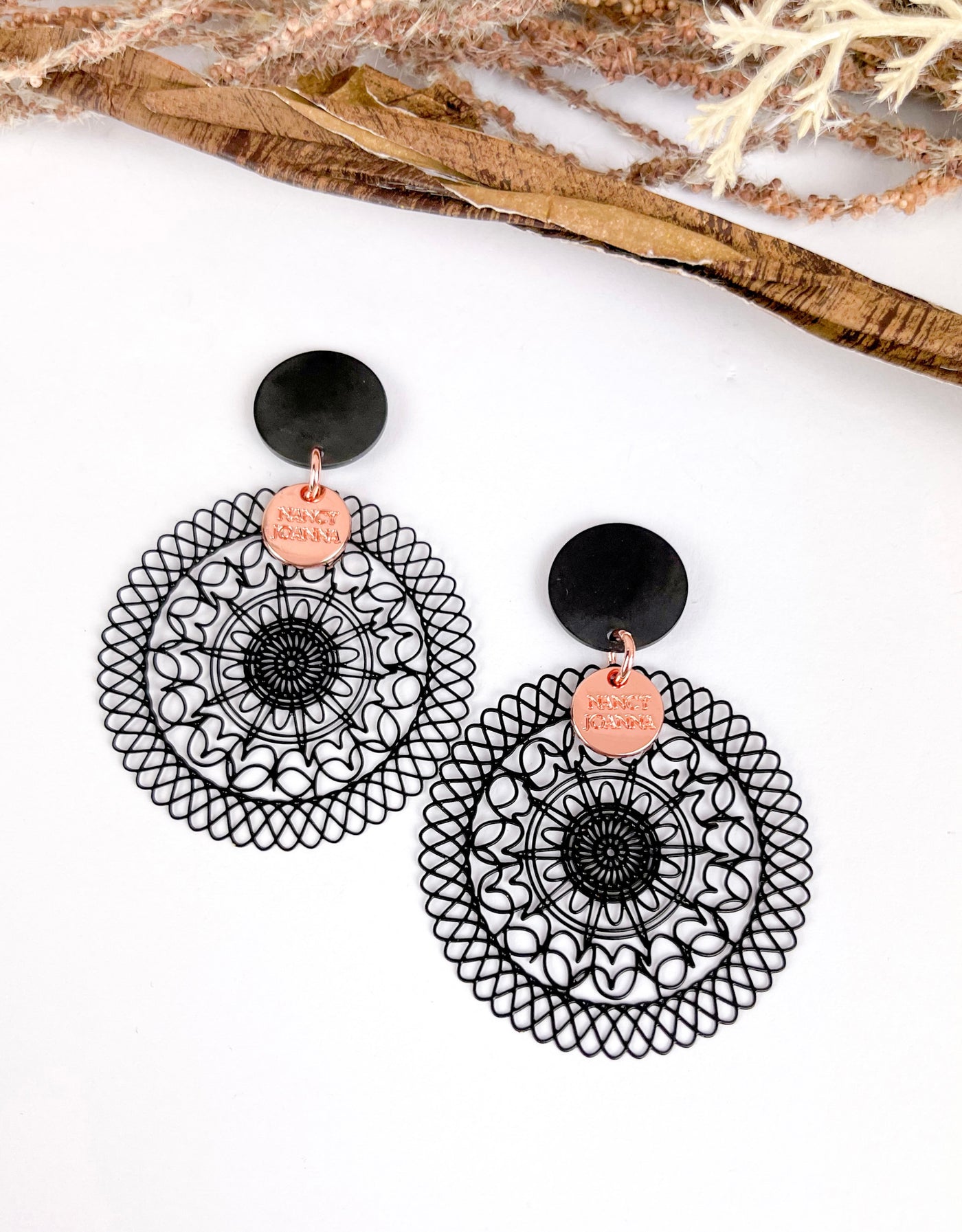 Black Mandala Lace Earrings Nancy Joanna