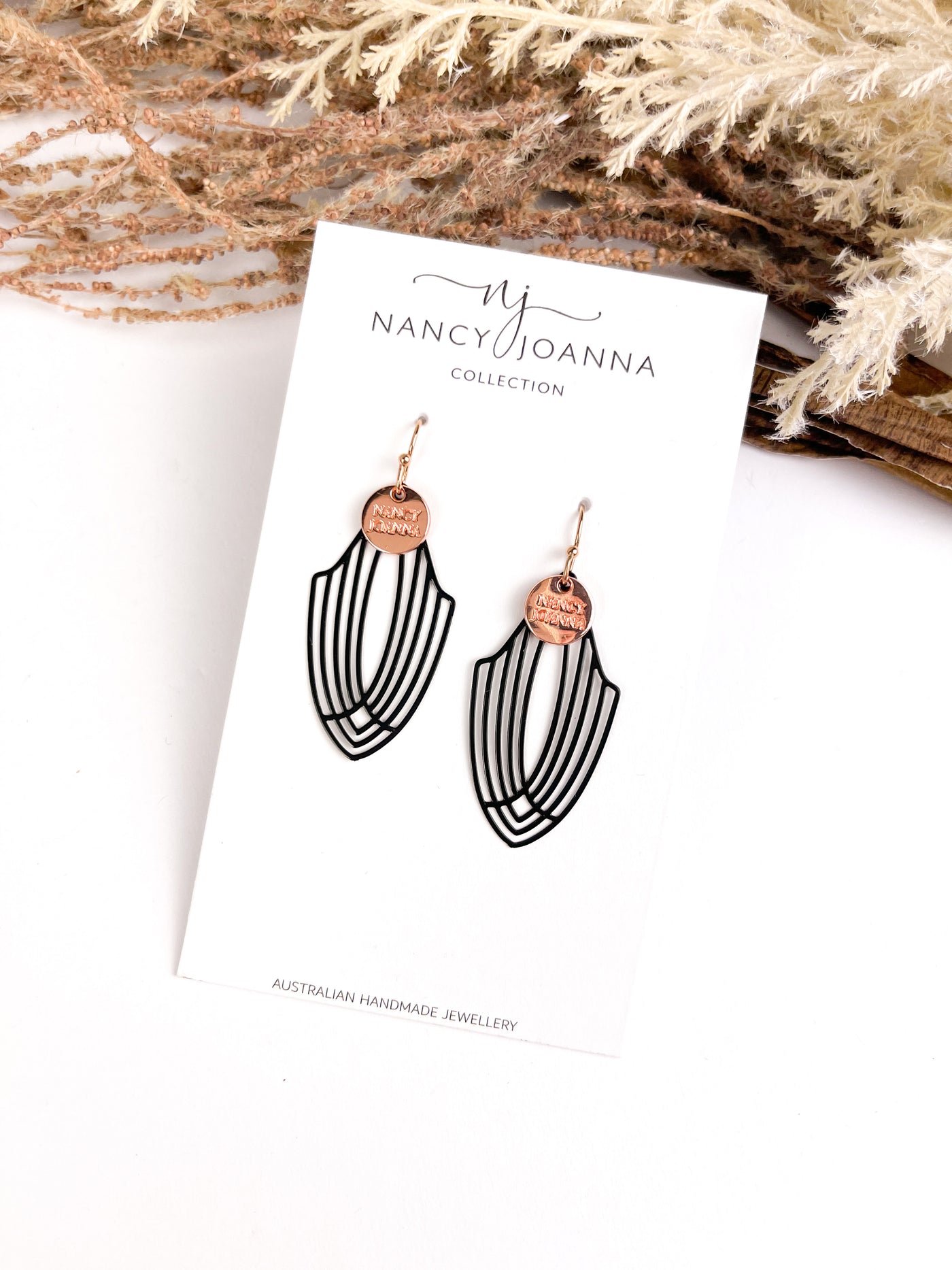 Black Art Deco Arch Drops Nancy Joanna