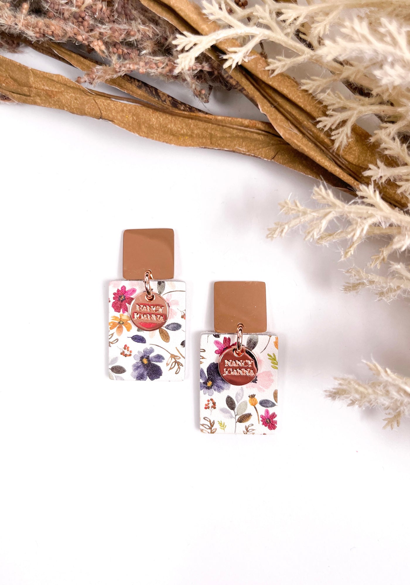 Mini Floral Rectangle Drops Nancy Joanna