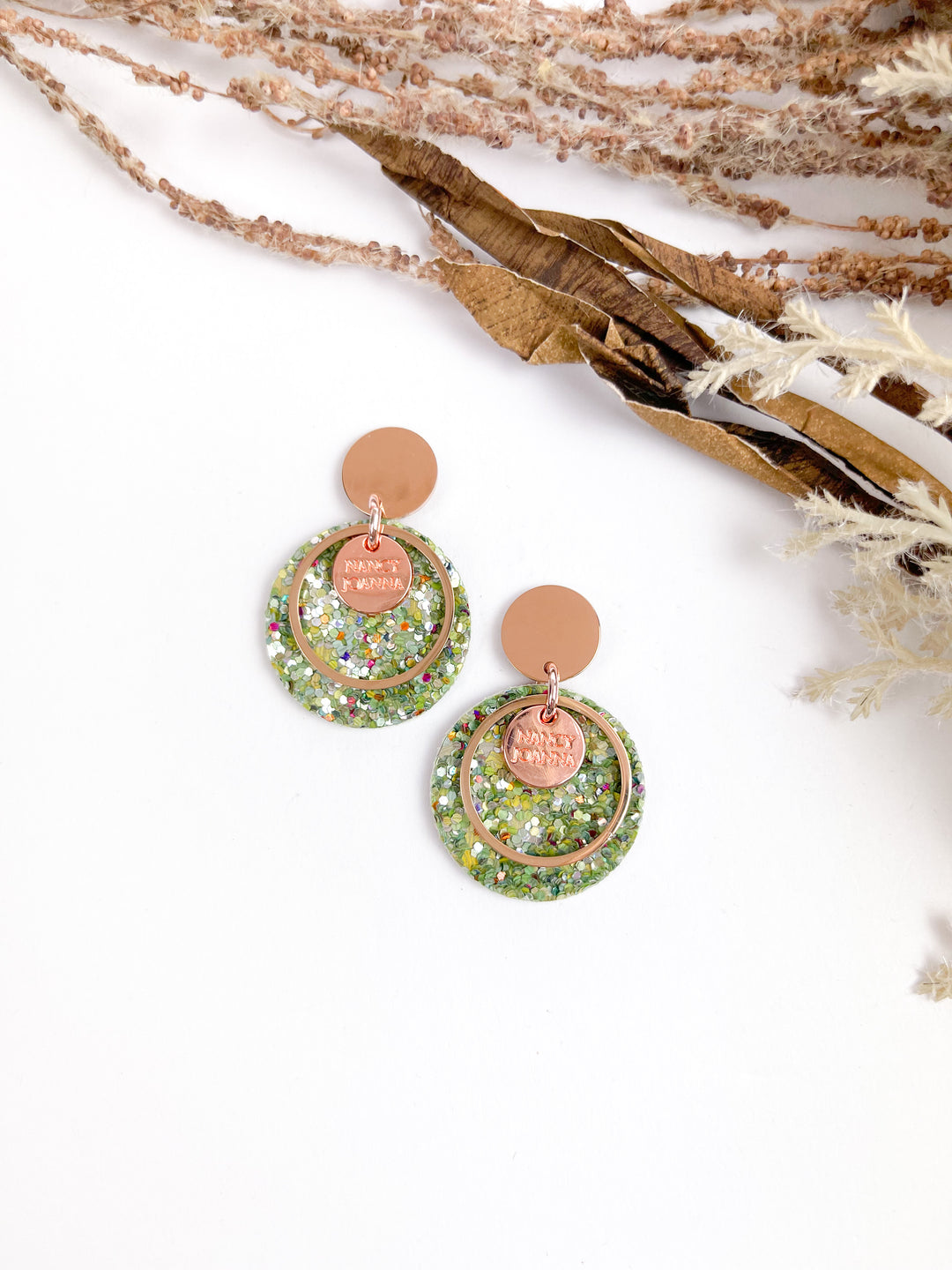 MINI Christmas Green Round Drops Nancy Joanna