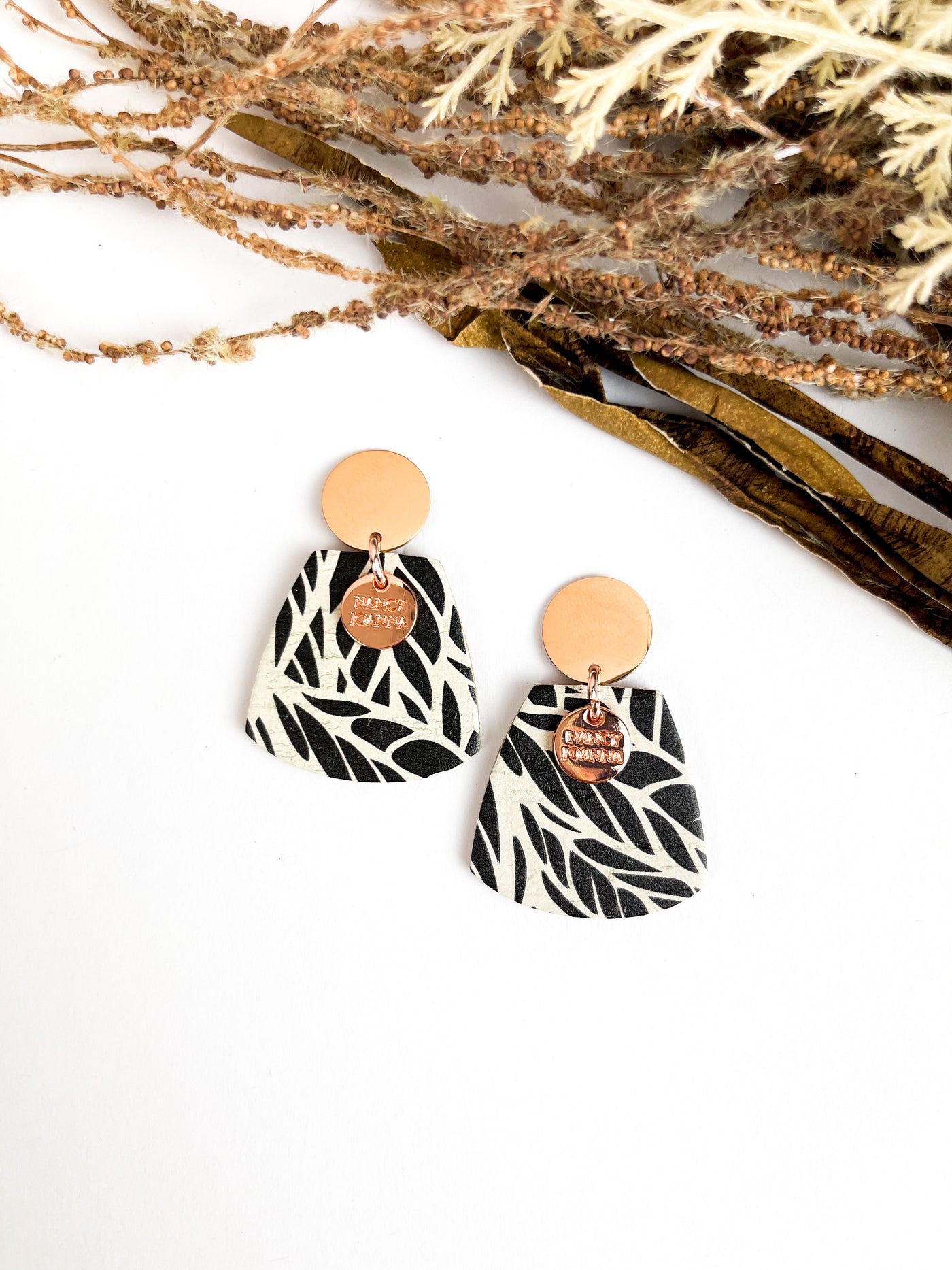 Zebra Print Corked Leather Half Drops Nancy Joanna