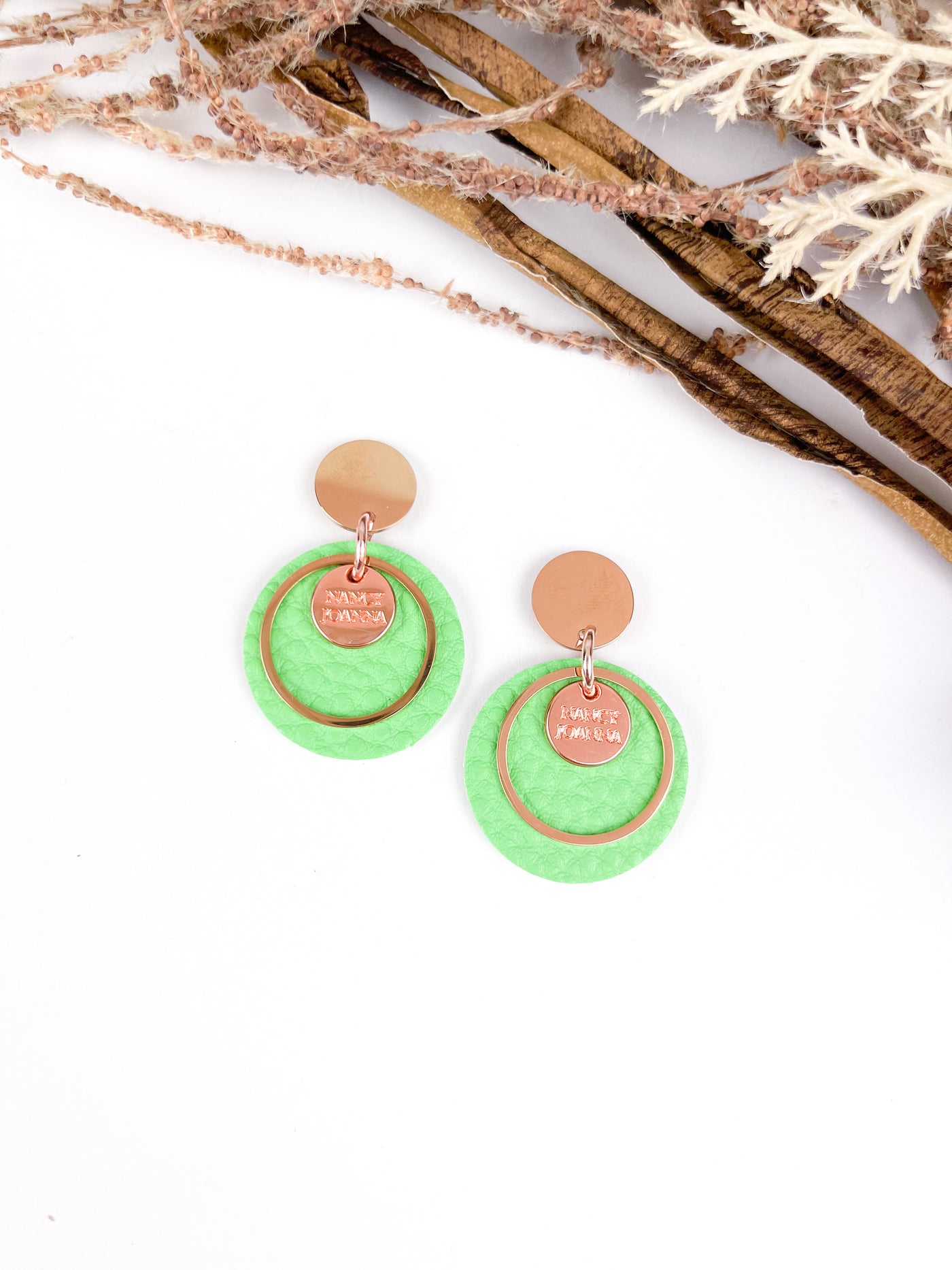 Mini Lime Green ROUND Drops Nancy Joanna