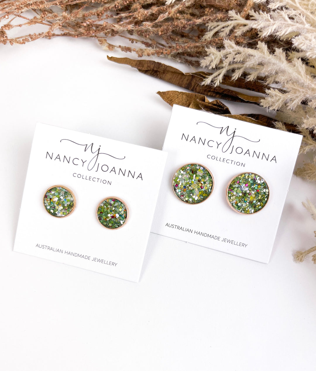 Christmas Green Studs Nancy Joanna